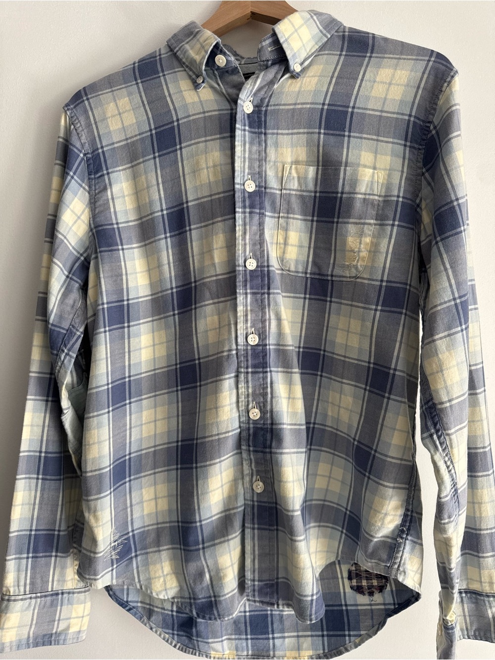 Abercrombie & Fitch Blue and Cream Plaid Button-Down Shirt
